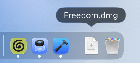 Step 1: Open Freedom.dmg from Downloads folder