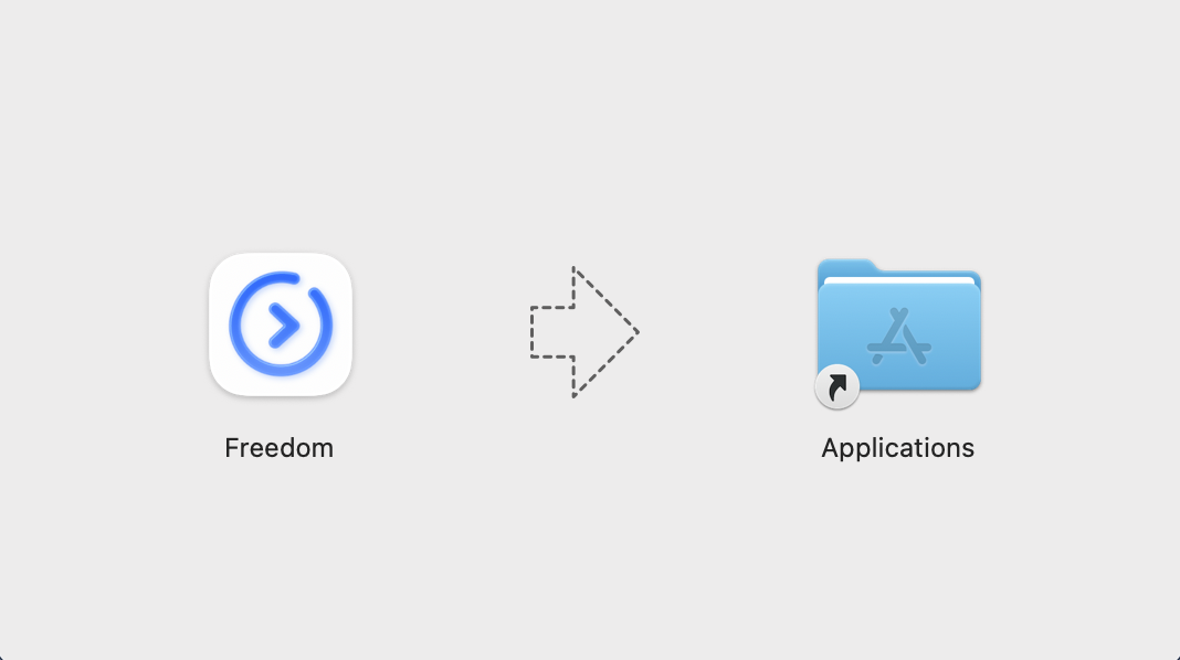Step 2: Drag Freedom icon into Applications folder